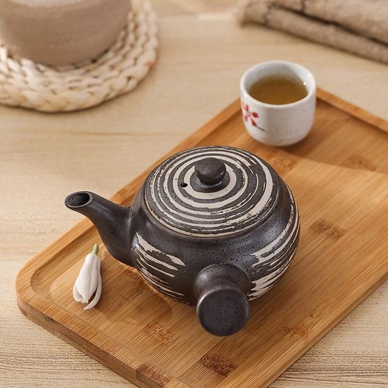 HKliving Theepot 0,7 L - Wit, Zwart Keramiek