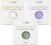 Teami Konjac Sponzen Pack - Met Kamille, Lavendel & Groene thee - Natuurlijke scrub - Voor een stralende huid