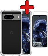 Hoesje Geschikt voor Google Pixel 8 Hoesje Siliconen Shock Proof Case Hoes Met Screenprotector - Hoes Geschikt voor Google Pixel 8 Hoes Cover Case Shockproof - Transparant
