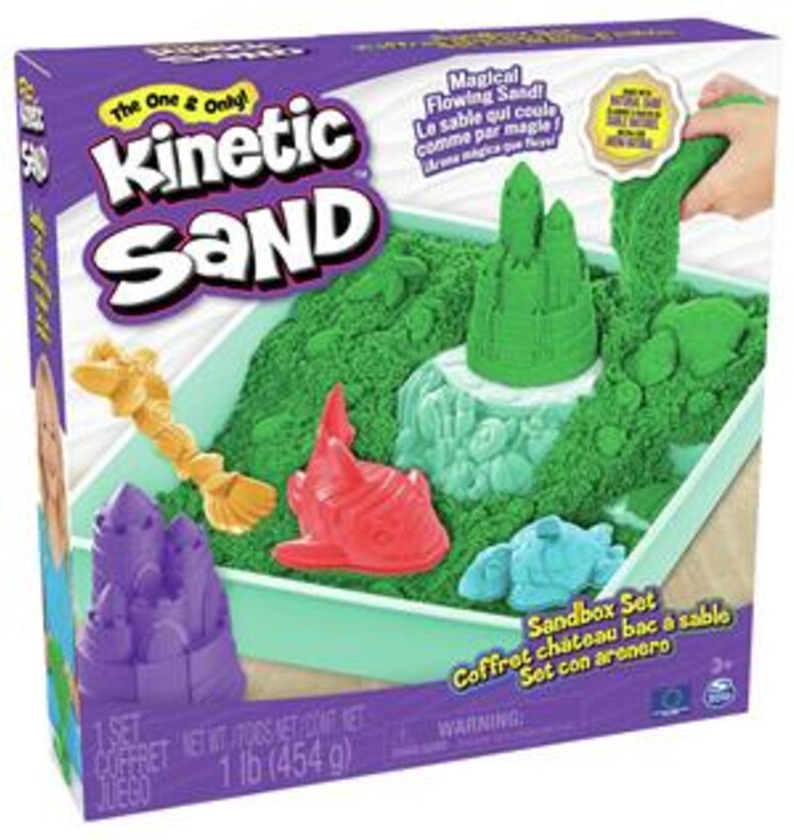 Kinetic Sand - Zandbak-set met 454 g groen origineel Kinetic Sand opbergzandbak 4 vormen en gereedschap - Sensorisch speelgoed — afbeelding 20