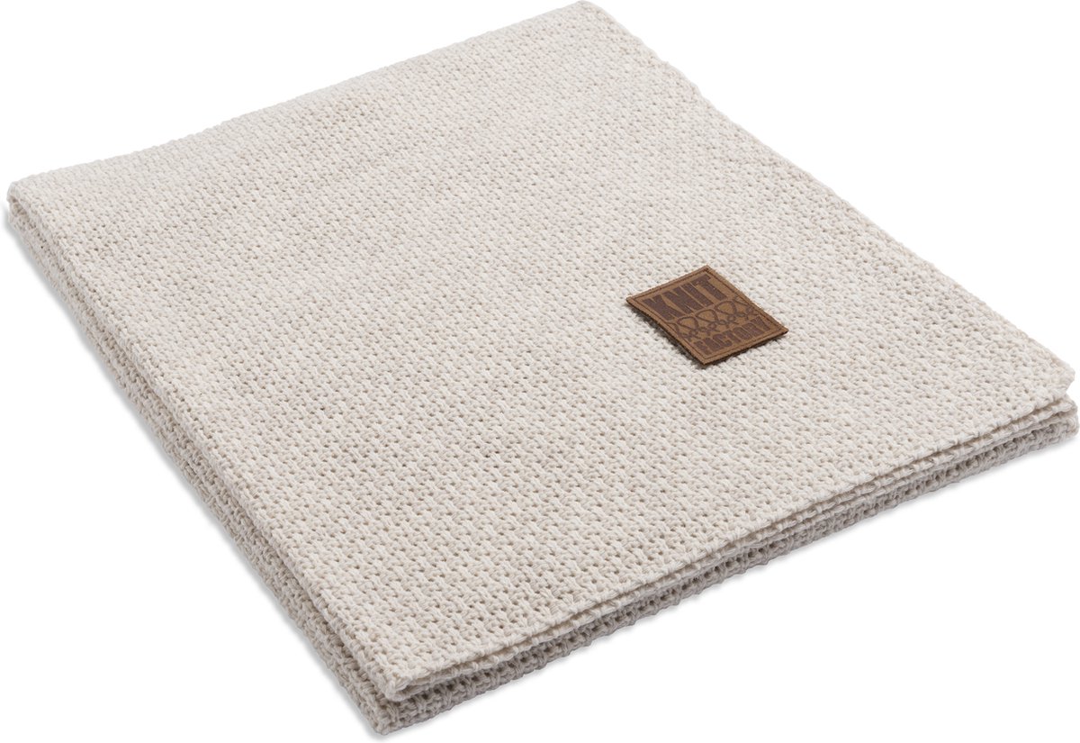 Knit Factory Jesse Gebreid Plaid Beige 160x130 cm