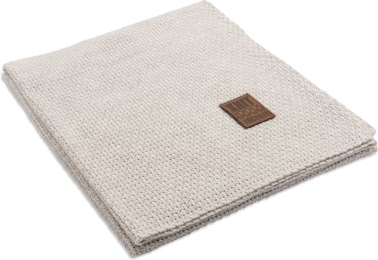 Knit Factory Jesse Gebreid Plaid - Woondeken - Kleed - Beige - 160x130 cm