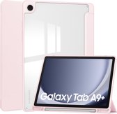 Case2go - Housse de tablette adaptée à Samsung Galaxy Tab A9 Plus (2023) - Étui à trois volets en acrylique avec porte-crayon - Rose clair