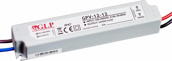 Adaptateur secteur LED - 12V 12W 1A - convient pour éclairage LED 12V - Etanche IP67