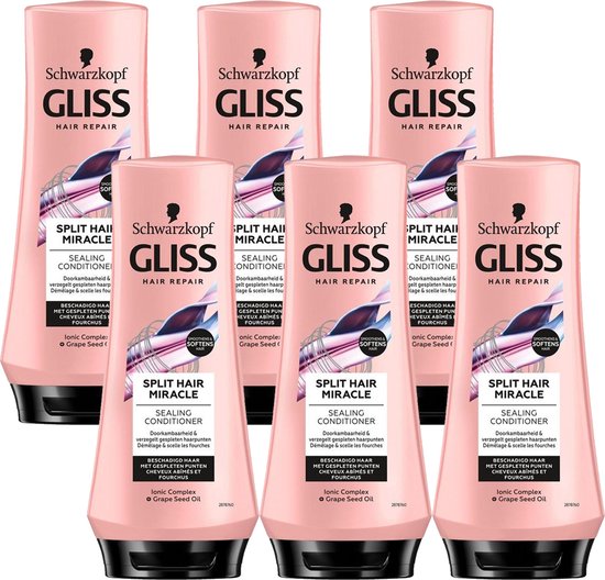 Schwarzkopf Gliss Kur Après-shampooing «Séparation Hair Miracle » 6 x 200  ml - Pack... | bol