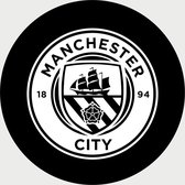 Manchester City Schilderij - Logo - Voetbal - UEFA - Champions League - Muurcirkel - Poster - Wanddecoratie op Aluminium (Dibond) - 60x60cm - Inclusief Gratis Ophangsysteem