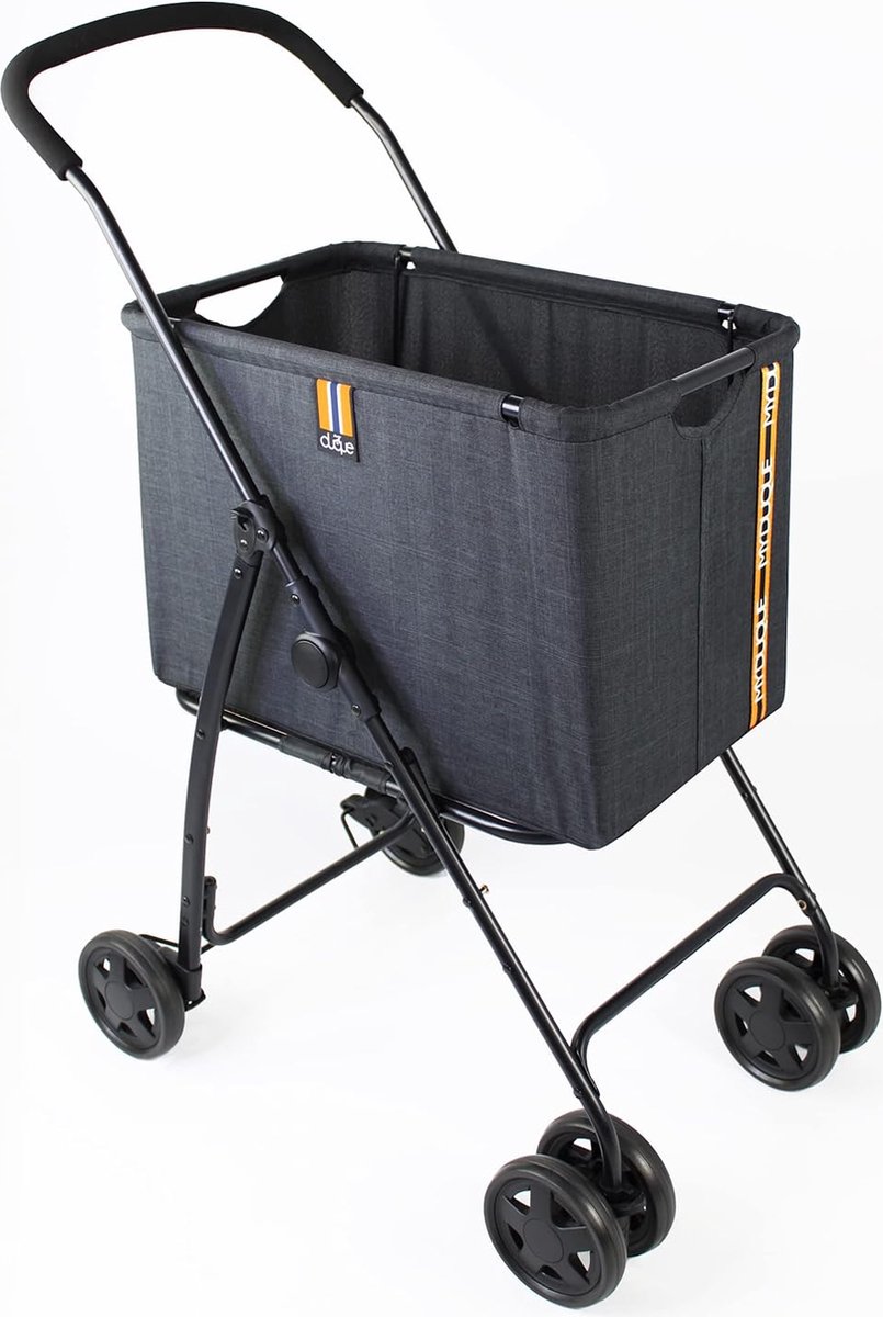 COSTWAY Opvouwbare boodschappentrolley met wielen, capaciteit 90 l/55 kg, handwagen met afneembare Oxford-tas, inklapbaar, trolley tas met handgreep, voor winkelen, kamperen, zwart