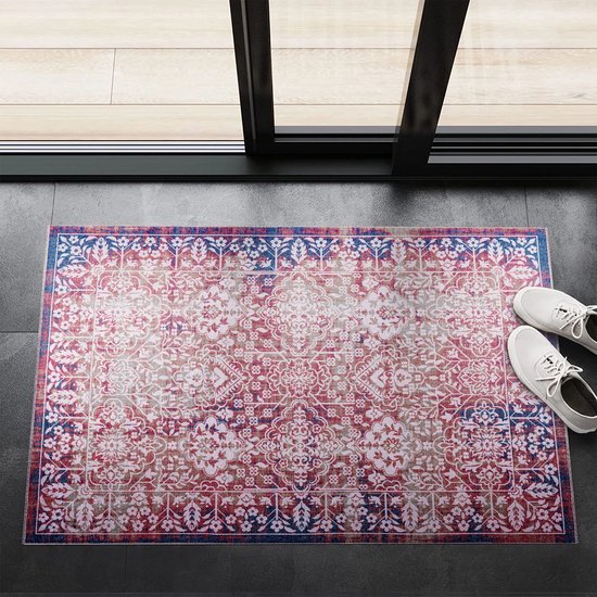 NETLINE HOME | Wasbaar tapijt, laagpolig tapijt, antislip en wollig, tapijtloper voor de gang, zachte loper en gemakkelijk te reinigen, rechthoekig tapijt (meerkleurig, 80 x 300 cm
