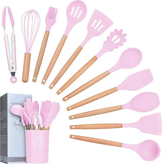 2 pièces / ensemble multifonction Silicone rose spatule poignée