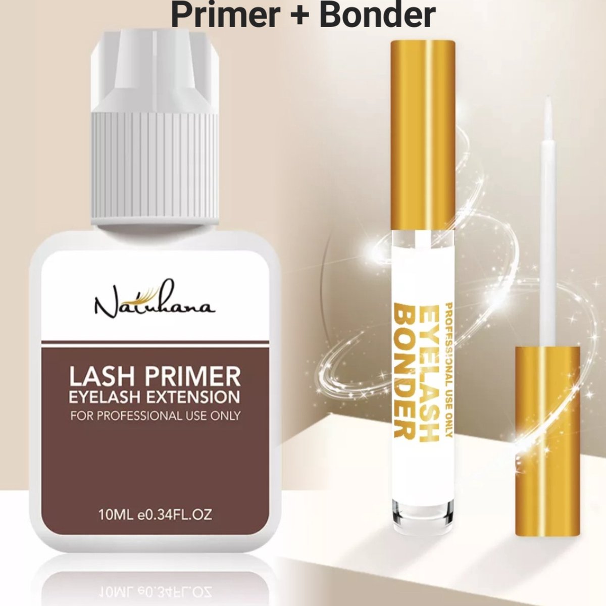 Natuhana Lashes Wimper Extension Primer 10 ml + Super Bonder 10 ml - Assortiment 'Het Gemak'