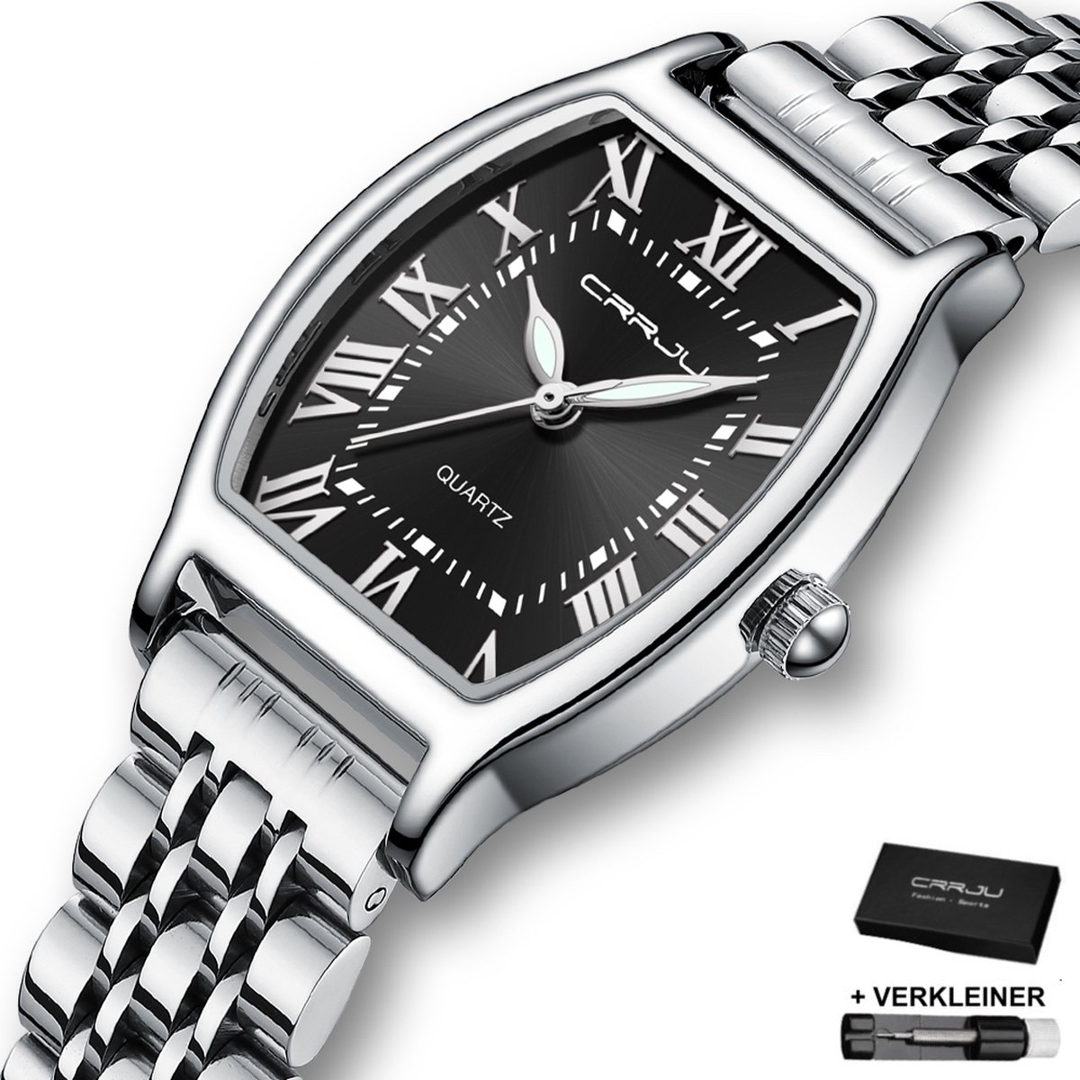 CRRJU® - Horloge Dames - Cadeau voor Vrouw - 27 mm - Zilver Zwart
