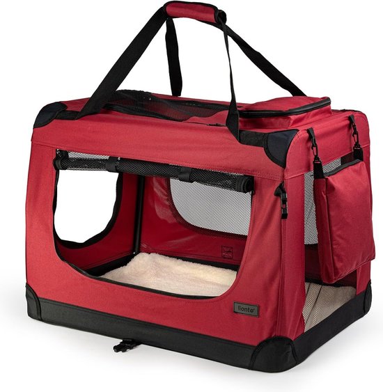 Foto: Hondentransportbox hondentas hondenbox opvouwbare tas voor kleine dieren m 60x42x44 cm donkerrood