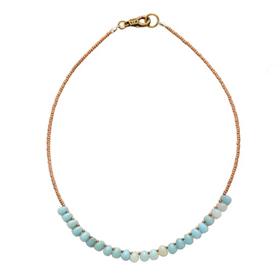 Marama - collier Goutte Turquoise - pierre précieuse Onyx - perles en bois - collier femme