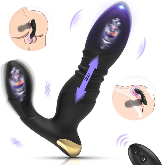 IntiMate® VibeThrust - Luxe Stotende Vibrator met 9 Tril- en Stootstanden - Vibrator met Afstandsbediening - 2-in-1 Afstandsbediening voor Handsfree Genot - Seks Toy voor Mannen en Vrouwen