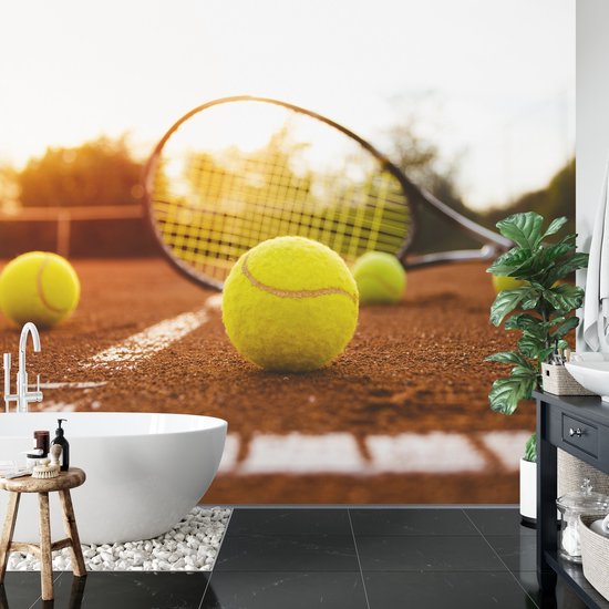 Papier Papier peint photo Raquette de tennis sur le terrain