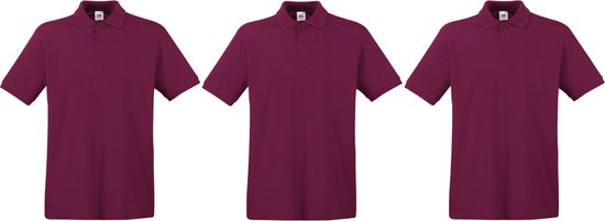 3-Pack maat L bordeaux rode polo shirt premium van katoen voor heren - Polo t-shirts voor heren