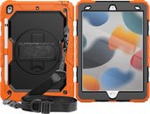 Housse de protection pour tablette avec sangle et support rotatif pour Apple iPad 9.7 (2017/2018) | Pro 1 | iPad Air 2 | Protection complète | Housse adaptée aux enfants avec ceinture - Oranje