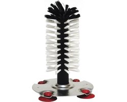 Spoelborstel enkel - voor bierglazen en meer - 8 x 8 x 19 cm - zilver - professionele horeca borstel - schoonmaak accesoires