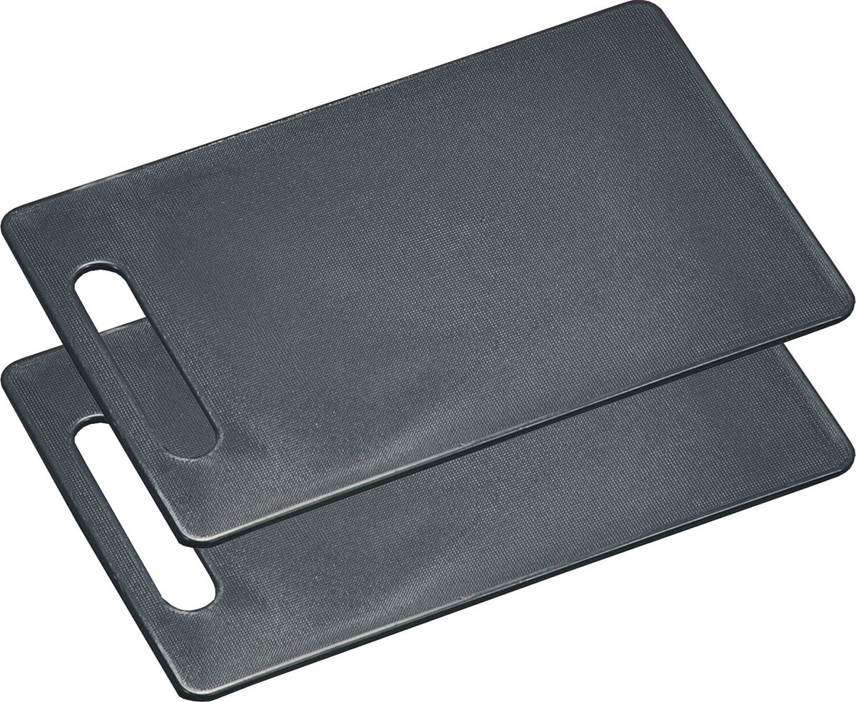 Kesper Keuken snijplank van kunststof - 2x - grijs - 20 x 29 cm - Groente/Vlees - Handvat