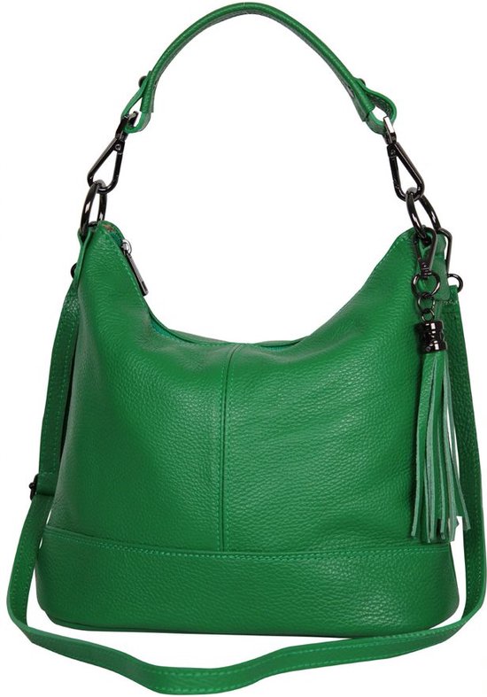 AmbraModa GLX09 - Sac à main pour femme, sac à bandoulière en cuir véritable. Vert