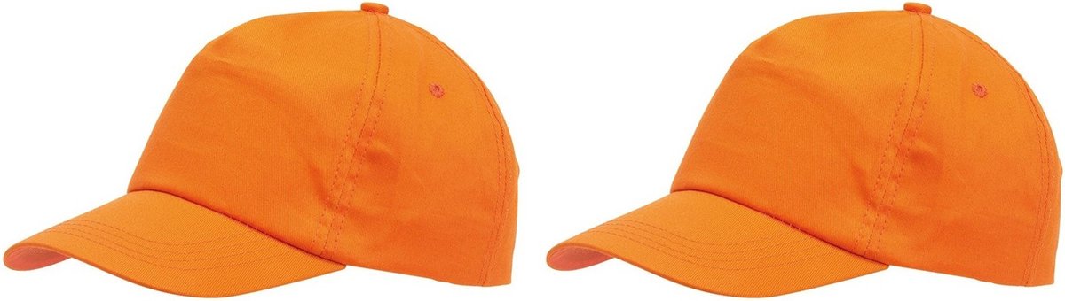 Baseballcap / pet Outdoor - 10x - 5 panels - oranje - volwassenen - klittenbandsluiting - katoen