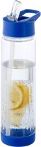 Transparante drinkfles/waterfles met blauw fruit infuser 740 ml - Sportfles - BPA-vrij