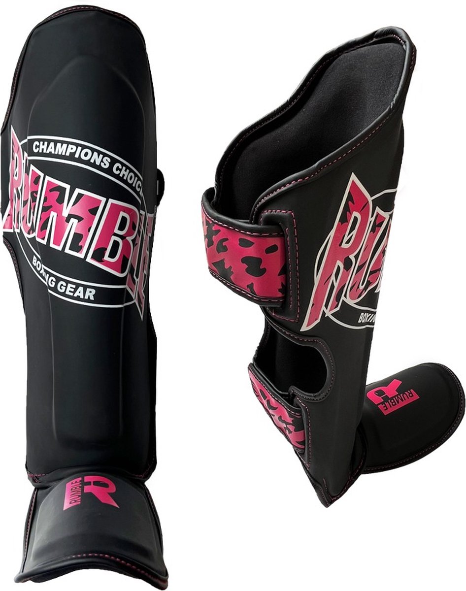 Scheenbeschermers Kickboksen Kinder Rumble Camo Zwart-Roze XL