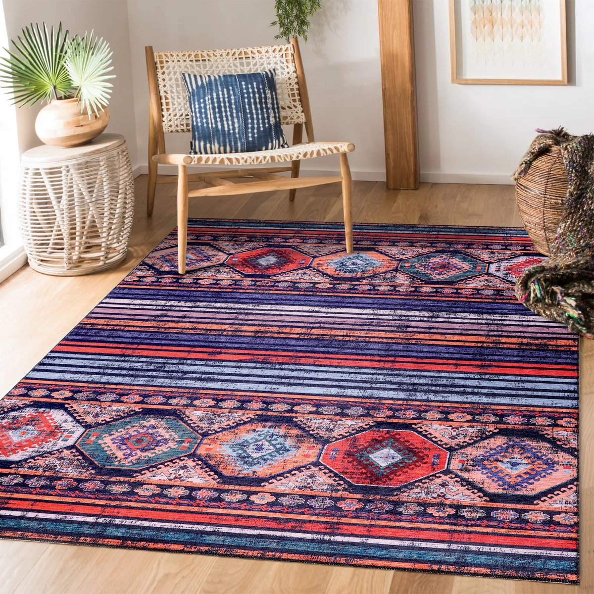 NETLINE HOME - Vloerkleed | Wasbaar Vloerkleed | Antislip | Wasbaar Tapijt voor Keuken, Slaapkamer, Hal, Woonkamer | Vloerkleed Oosters Design Tapijt | Laagpolig(80X300)