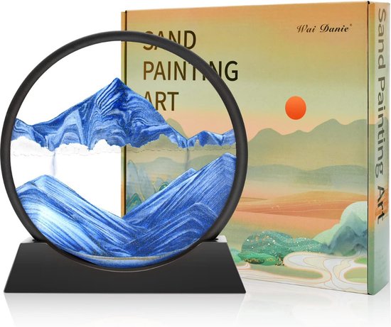 SANDCLE Bewegende Zandbeeld Kunst Decoratie, Moving Sand Art Rond Glas Frame, 3D Diep Zee Zand Landschap, Dynamisch Zand Schilderen Ontspannend Speelgoed Voor Volwassenen en kinderen(Rood, 12