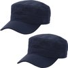 2 stuks uniseks militaire stijl legerpet verstelbare baseballcap platte top cap zomer zonnekap voor heren en dames, Donkerblauw