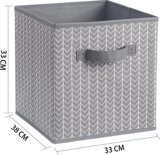 BrilliantJo Opbergdoos van stof in 4-delige set, 33 x 38 x 33 cm, opvouwbare opbergbox met handgrepen, opbergsysteem, mand voor kast, rek, kast, kastje, beige grijs, set