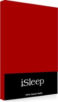 iSleep Satijn-Katoen Hoeslaken - Litsjumeaux - 180x220+40 cm - Rood