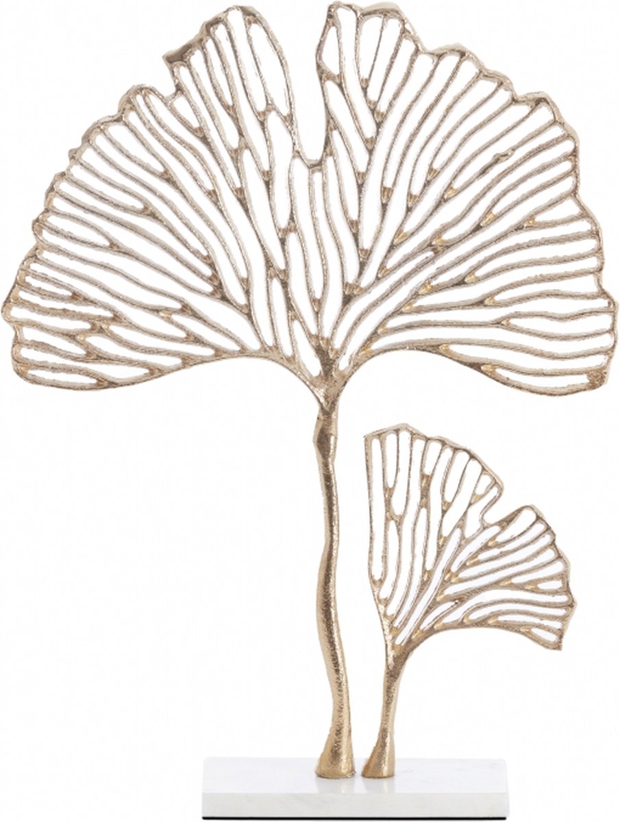 Decobeeld Leaf - Marmer - Goud - 36 x 48 x 10 cm (BxHxD)