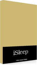 iSleep Satijn-Katoen Hoeslaken - Eenpersoons - 90x200+30 cm - Geel