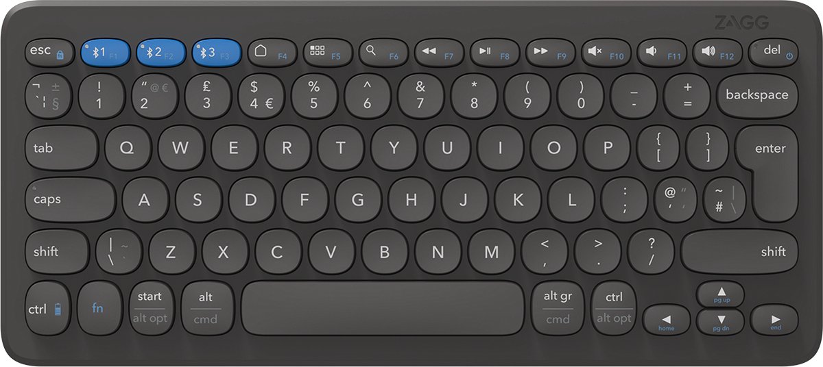 ZAGG Pro Keyboard 12 Draadloos Bluetooth Toetsenbord - Draadloos Oplaadbaar USB-C - 12 inch - Qi-Compatibel - Multiconnect - Grijs