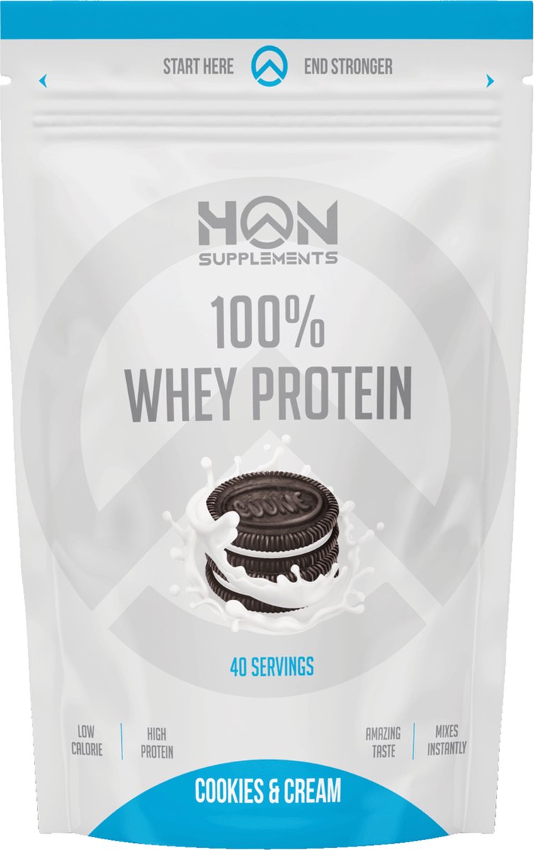 HON - 100% Whey Protein (Cookies & Cream - 1000 gram) - Eiwitshake - Eiwitpoeder - Eiwitten - Sportvoeding - 40 shakes