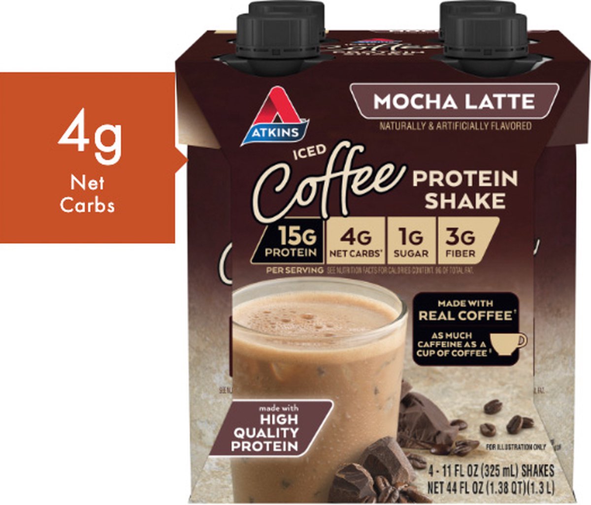 Goedkoopste Atkins | Protein Shake | Iced Coffee Mocha Latte | 4 Stuks | 4 x 325 ml
