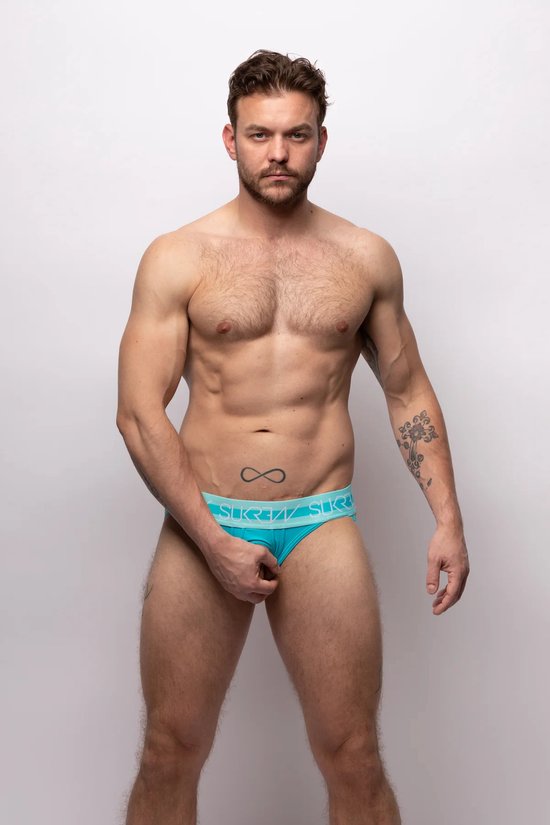 Sukrew U-Style Jockstrap Scuba Blauw - Taille S - Sous-vêtements sexy pour hommes - Jockstrap avec devant ouvert