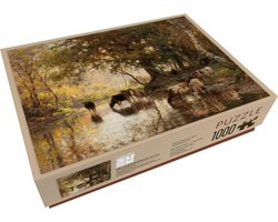 Bekking & Blitz - Puzzel - 1.000 stukjes - Kunst - Dieren - Rustende koeienhoeder aan oever - Julius van de Sande Bakhuyzen - Drents Museum Assen