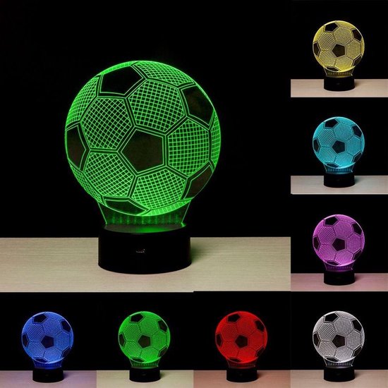 Go Go Gadget - 3D Voetbal-Nachtlamp - 7 LED-kleuren - Touch-bediening