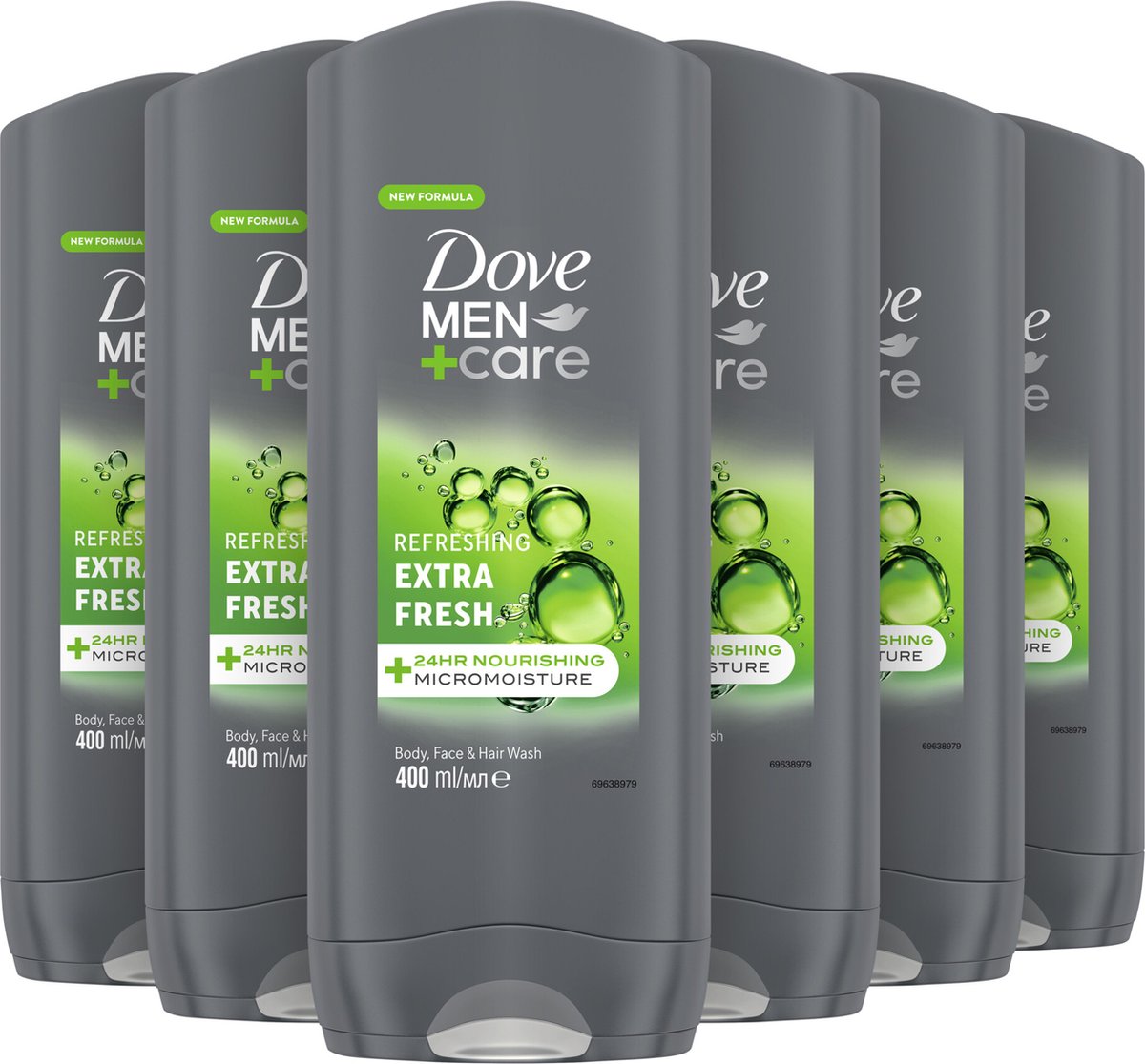 Bol.com Dove Men+Care - 3-in-1 Douchegel - Extra Fresh - 6 x 400 ml - Voordeelverpakking aanbieding