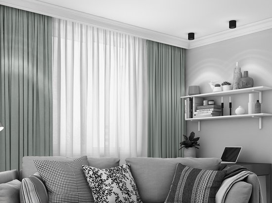 Maroyathome LEMONI - Gordijn - Verduisterend - met Plooiband - kant en klaar - 300 x 250 cm - 300 cm breedte en 250 cm lengte - Licht Grijs Groen - 1 Stuk