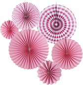 Papieren waaiers, roze, decoratie, papieren fans voor doop, feest, bruiloft, verjaardag, 21 cm, 31 cm, 42 cm, roze