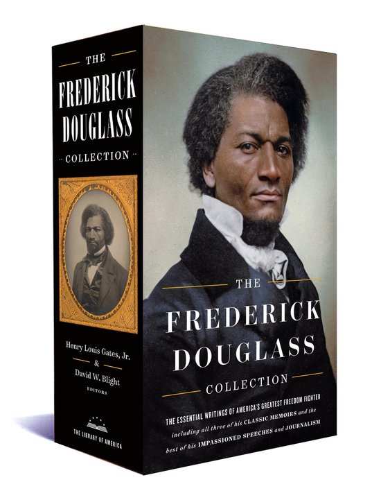 Couverture de 'The Frederick Douglass Collection'. Portrait de Frederick Douglass en costume sombre et cravate blanche.
