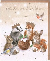 Wrendale Kerstkaarten Notepack - 8 stuks -'The Christmas Party' Woodland Animal Christmas Card Pack