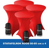 Statafelrok Rood x 4 – ∅ 80-85 x 110 cm - Statafelhoes met Draagtas - Luxe Extra Dikke Stretch Sta Tafelrok voor Statafel – Kras- en Kreukvrije Hoes