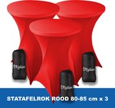 Statafelrok Rood x 3 – ∅ 80-85 x 110 cm - Statafelhoes met Draagtas - Luxe Extra Dikke Stretch Sta Tafelrok voor Statafel – Kras- en Kreukvrije Hoes