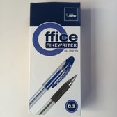 Pen Ballpoint Finewriter Zwart 0.3mm Blauw Forpus 12 stuks
