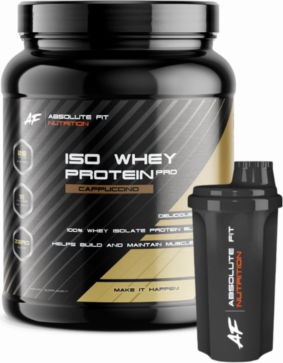Iso Whey Protein Pro Cappuccino - 908 gr + Gratis Shakebeker - Whey Isolaat - Proteine Poeder - 30 Servings - Eiwit Shake - Whey Protein Isolate Eiwitpoeder