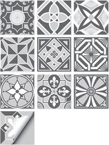 PVC Plaktegels met Grijs patroon - Grote Tegelstickers 20x20CM met Portugees design voor badkamer, keuken, vloer etc.